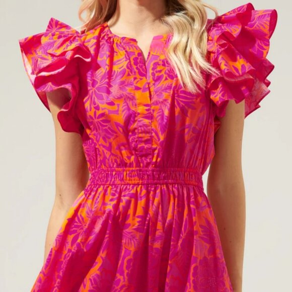 Bali Tropics Jelina Ruffle Sleeve Midi Sugarlips Dress - Picture 4 of 4